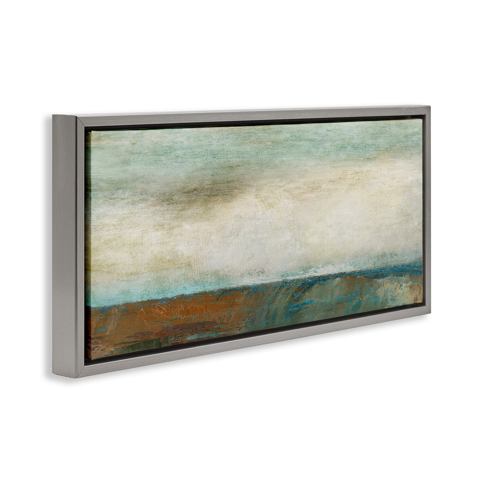 Stupell Industries Brushed Seascape View Abstract Painting Gray Floater Framed Canvas Art Print Wall Art, 31 x 14
