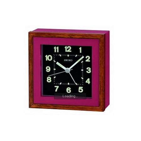 Seiko Red Wooden Square Alarm Clock - Beep Alarm - Luminous Hands
