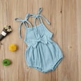 thumbnail image 4 of Binwwede Baby Girls Summer Bodysuit, Solid-Color Tied Spaghetti Strap Sleeveless Romper with Waist Bowknot for Toddlers, 4 of 9