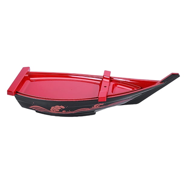 Plato de sushi para sashimi, plato para servir, plato para exhibir alimentos, tabla para cortar, barco de sushi M rojo