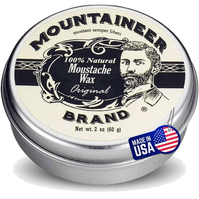 Cera natural para bigote Mountaineer Brand | Aroma de mezcla original (abeto de cedro) | Fabricado en Virginia Occidental | Fijación duradera | Estilos de condiciones de suavizado | Bálsamo para bigot