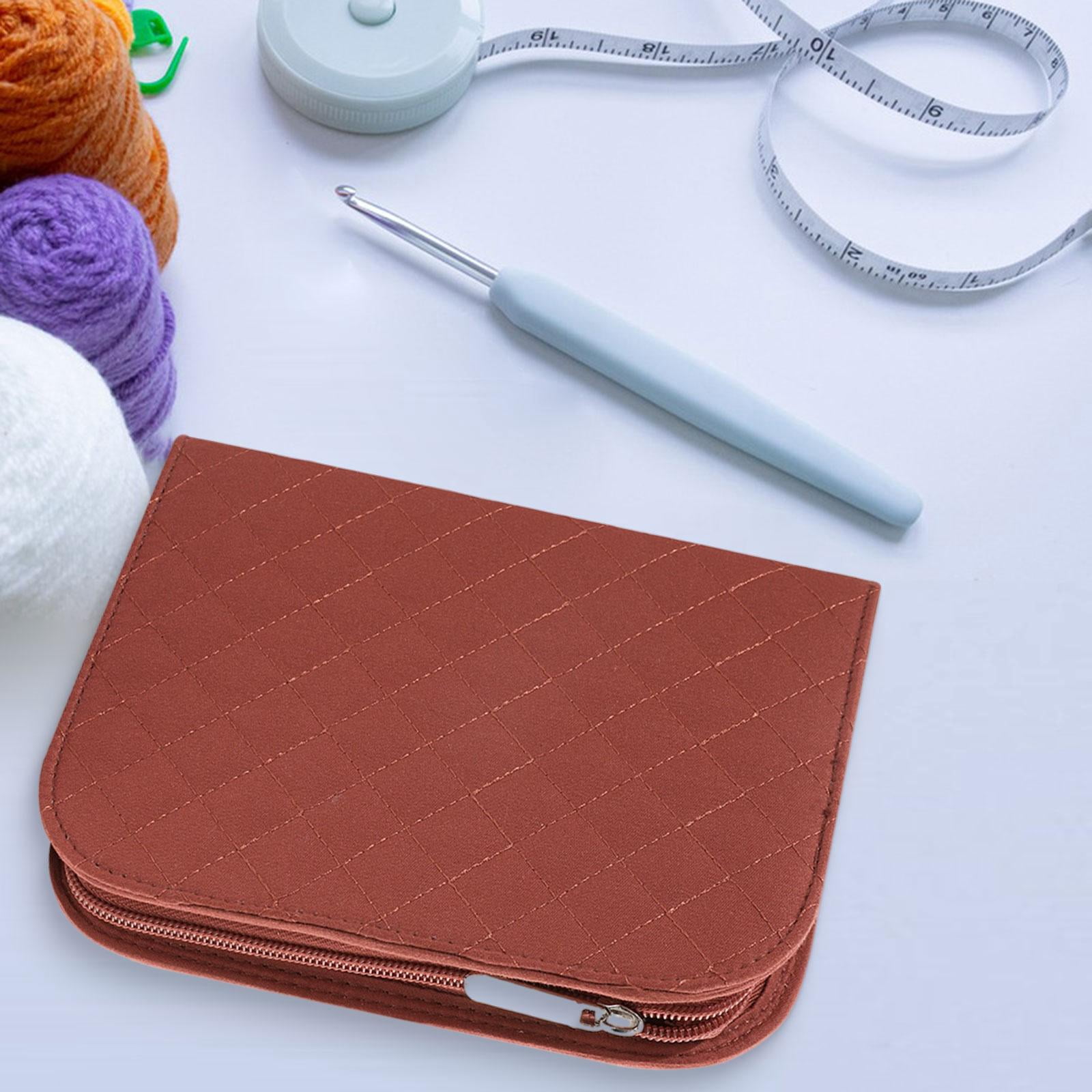 GUOOL Crochet Hook Case Organizer Case for Knitting Crochet Hooks Crochet Accessories Storage Case with Web Pockets Portable Lightweight Knitting Tool Pouch Polyester Material Suitable for Red