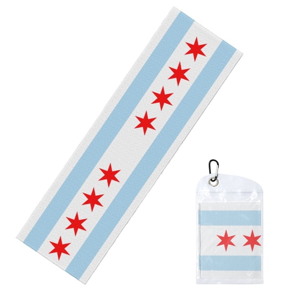 Chicago City Flag Cooling Towel 39.4"X11.8" Ice Sweat Towel Face Cooling Neck Cooler Wraps For Sports