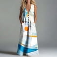thumbnail image 6 of Zedker Floral Women's Maxi Dresses Sleeveless V Neck Long Dress Beach Sundresses Swing Dress Multicolor M, 6 of 7