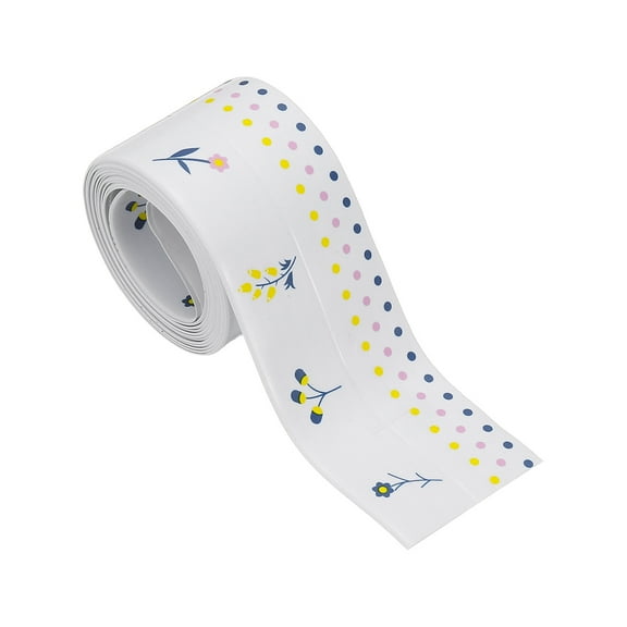 Caulk Tape Waterproof Self Adhesive Toilet Caulking Sealant Strip Bathtub Caulk Sealing Strip Tape, Flower World (1.5 Inch x 5 Ft)