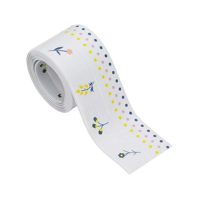 Cinta de sellado impermeable autoadhesiva para inodoro, tira de sellado para bañera, Flower World (1.5 pulgadas x 5 pies)