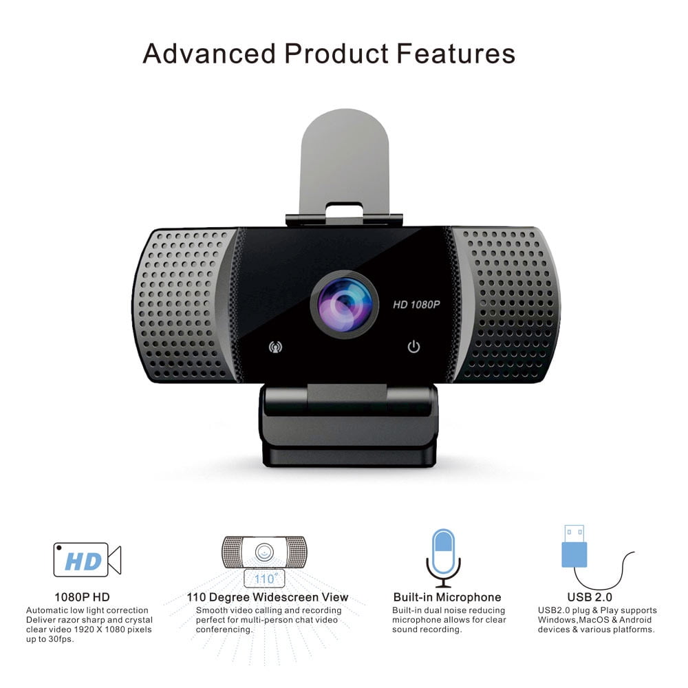 Speedlink AUDIVIS Full HD Webcam de conférence – Angle de Vue 100°,  Haut-parleurs intégrés, Noir en destockage et reconditionné chez DealBurn