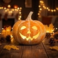 thumbnail image 5 of LOWLHOME Classic Smiling Face Pumpkin Lights, Halloween LED Light Up Pumpkin Decor, Holiday Party & Seasonal Accent, Yellow, 1 Count, 7.6*7.2 in, 5 of 5