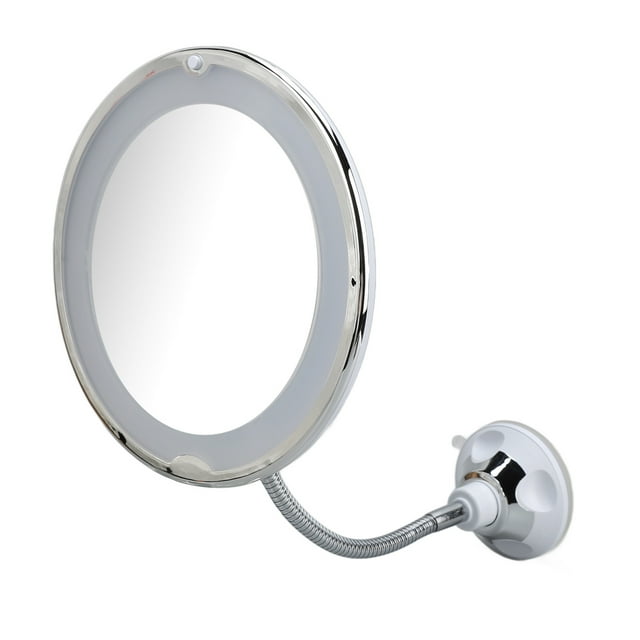 Suction Cup Makeup Mirror 10X, Suction Cup 360° Rotation 10X Magnify Cosmetic Mirror Battery Powered With White Light For Make Up