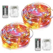 2 Set Fairy Lights Christmas String Lights Battery Operated 8 Modes 100 LED 33FT Fairy String Lights Portable Twinkle Firefly Lights Remote Timer for Bedroom Garden Party Decoration Multicolor