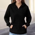 thumbnail image 2 of Bovemsi Womens Sweatshirts Women'S Autumn And Winter Solid Color Long Sleeved Lapel Half Zip Pocket Fall Fashion Outfits 2025 Clothes, 2 of 8