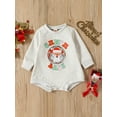 thumbnail image 2 of Seyurigaoka Infant Baby Autumn Christmas Jumpsuit Cartoon Santa Claus Letter Print Long Sleeve Round Neck Romper Tops for Boys Girls, 2 of 8