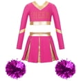 thumbnail image 4 of Kids Girls Cheer Dance Outfit Teens Cheerleading Uniforms with Hand Flowers Teen Dancewear Set for Children Performance Clothes, 4 of 6