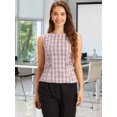 thumbnail image 7 of DARING DIVA Women's Tweed Elegant Crew Neck Business Vest Tops S Pink White, 7 of 7