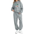 thumbnail image 2 of Eltusu Girls Winter Outfit Sets, Warm Long Sleeve Elastic Waist Sports Hoodies and Sweatpants Sets Gray Size 5-6T, 2 of 4