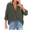 thumbnail image 1 of Women's Spring Fall Button Down Shirts Blouse Long Sleeve Lapel Solid Casual Oversized Jackets Tops with Pockets, 1 of 7