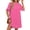 Rose Red, variant on EASYBRAUS Women V Neck Summer Dress Loose Fit Midi Casual Ice Silk Short Sleeve Dress
