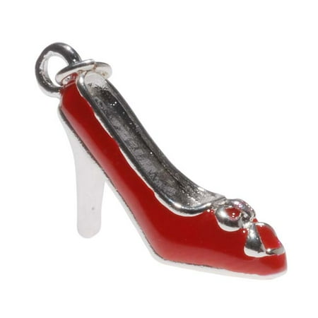 - Silver Plated Red Enamel High Heel Shoe Jewelry Charm 23mm (1)