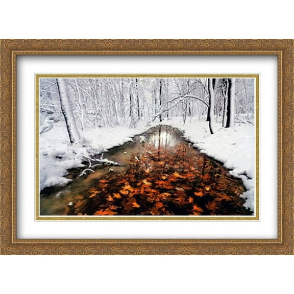 Autumn Pass 2x Matted 28x22 Large Gold Ornate Framed Art Print by Jim Brandenburg