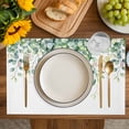 thumbnail image 4 of Eucalyptus Leaves Placemats Set of 6, Spring Summer Watercolor Botanical Placemats for Dining Table, Place Mats for Kitchen Tabletop, Waterproof Wipeable Dining Table Mats Set, 4 of 9