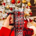 thumbnail image 2 of 40 oz Christmas Tumblers with Handle and Straw, Buffalo Snowflakes 40oz Stainless Steel Vacuum Insulated Travel Coffee Mug Cup Water Bottle, Christmas Decor Stuff Accessories Gifts for Women, 2 of 6