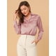 thumbnail image 3 of Camisa de trabajo de manga larga con blusa elegante con cuello en V de oficina para mujer Rosa empolvado XL INSPIRE CHIC Camisa, 3 of 6