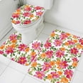 thumbnail image 3 of Pink Orange Floral Bath Mat 3 Piece Bathroom Rug Set, Spring Blossom Botanical Flowers Non Slip Bath Rug Contour Mat and Toilet Lid Cover, Absorbent Shower Mats Soft Bath Rugs and Mats Sets, 3 of 8