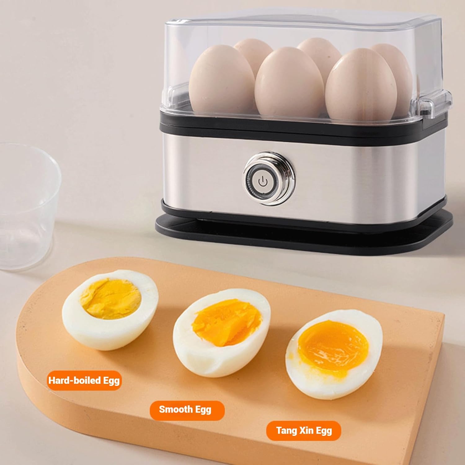 Multifunctional Egg Steamer with Clear Lid, Smart Egg Cooker with Auto Shut, Soft, Medium, Hard Boiled Eggs Maker, Compact 6 Egg Electric Cooker, Stainless Steel Eggs Cookers (1PC)