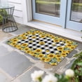 thumbnail image 2 of Yellow Sunflower Doormat Outdoor Entrance 24"x36", Summer Bee Floral Black White Plaid Absorb Moisture Dirt Door Mats, Non-Slip Rubber Backing Floor Mats Indoor, Low-Profile Front Door Rugs, 2 of 9