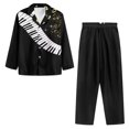 thumbnail image 3 of Renewold Comfort Piano Notes Pajama Pants Set of 2 Casual Button Down Pjs Sleepwear for Women Durable Winter Scoop Neck Outfits Leisure Loungewear Thermal Nightgown Size M, 3 of 6