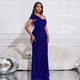 thumbnail image 3 of Vestido largo Cololura para mujer con lentejuelas en un solo hombro, azul, 3 of 9