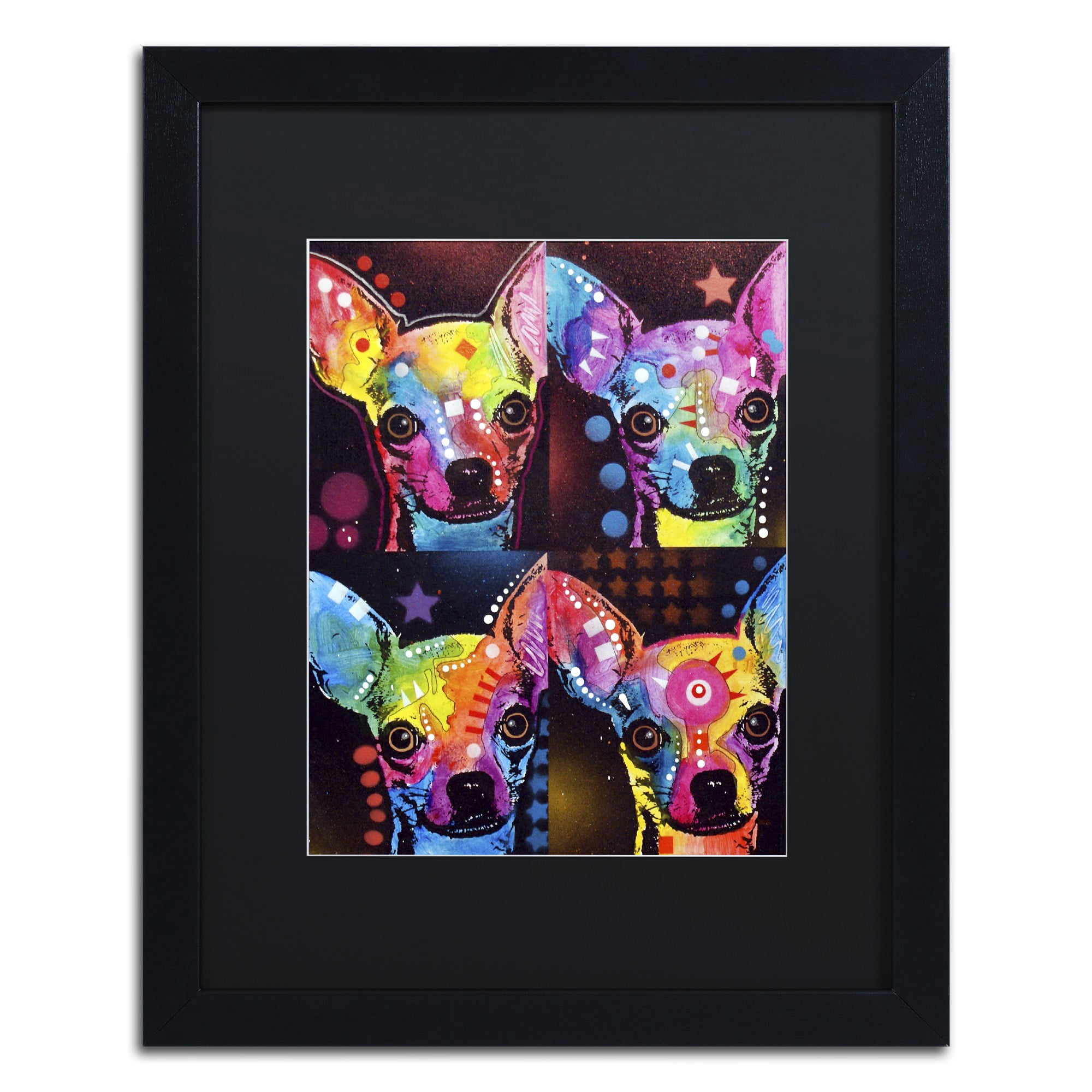 Trademark Fine Art "Chihuahua 4x" Canvas Art by Dean Russo, Black Matte, Black Frame