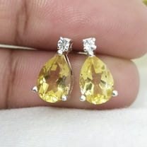 Elegant Natural Golden Citrine Teardrop Stud Earrings - 925 Solid Sterling Silver birthstone Women's Earrings - Anniversary Gift - jewelry For women -