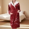 thumbnail image 2 of Women's Fleece Plush Robe Long Warm Plush Bathrobe Loungewear Jacket Printed Comfort Robe, 2 of 5