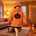 thumbnail image 4 of HomeDM Womens Halloween Pumpkin Hoodie Long Sleeve Orange Novelty Sweatshirts for Party Holiday Outfit, 4 of 5