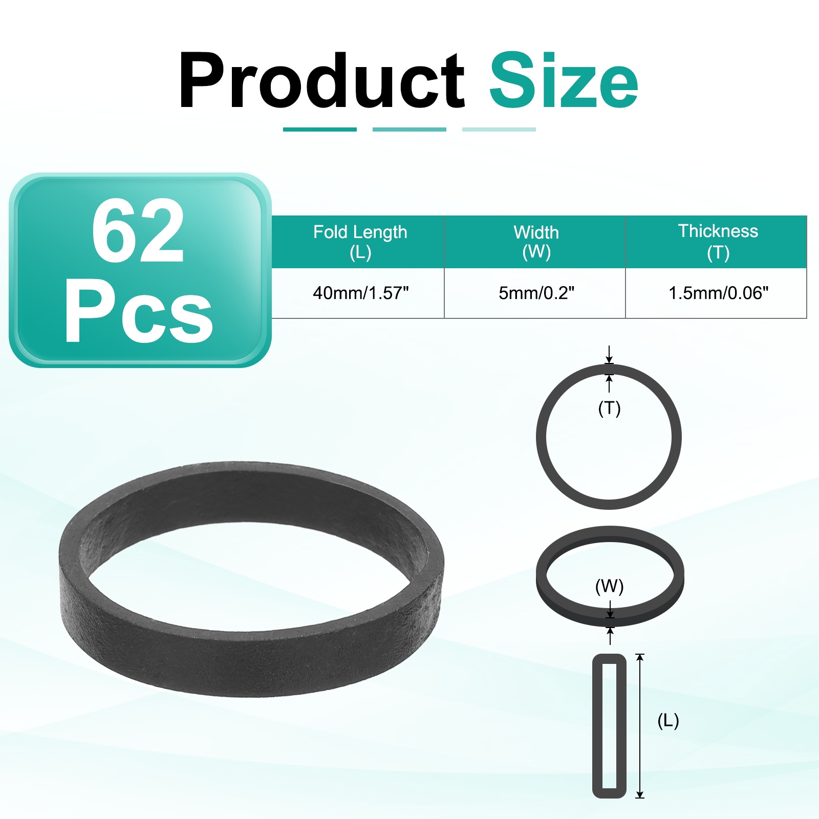 600Pack Rubber Bands, 1.57x0.2 Inch Elastic Bands for Office Supplies, Black