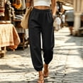 thumbnail image 2 of Womens Joggers Sweatpants with Pockets Baggy High Waisted Lounge Athletic Black Button Trim Hem Sweat Pants Size 2XL, 2 of 7