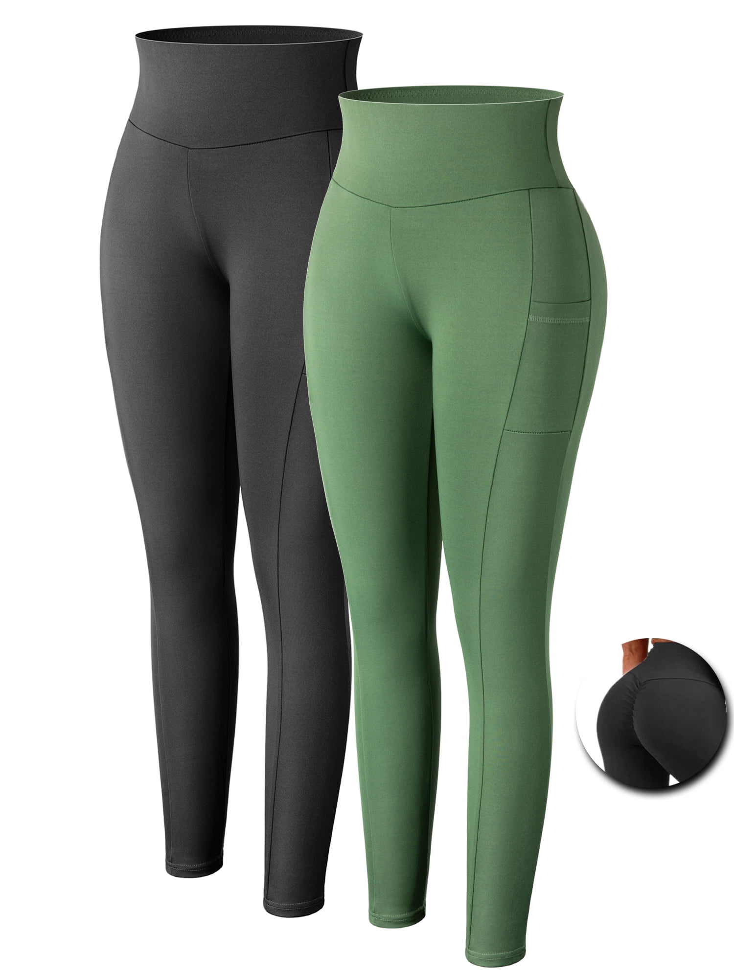 2 Pack High Waist Yoga Leggings With Pockets For Women 4 Way Stretch Yoga Leggings Workout