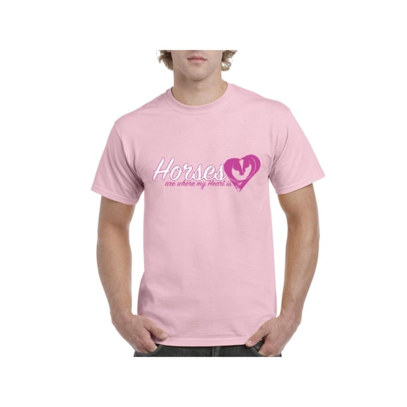 Men's T-Shirt Short Sleeve - Horses Where My Heart Is