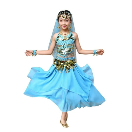 Kids' Girls India Dance Clothes Belly Dance Costume Top+Skirt