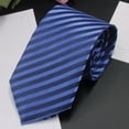 thumbnail image 2 of Xfvqtps Tie for Men Stripes Classic Neckties Navy Blue 3.15" for Formal Dress Business Navy, 2 of 5