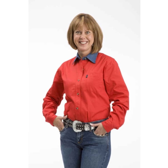 0612 Men's Long Sleeve 6oz Twill Shirt Red