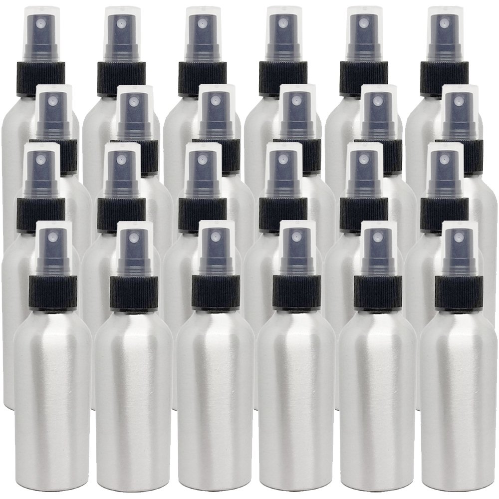 4 fl oz Aluminum Bottle with Black Spray Cap (24 Pack) Greenhealth