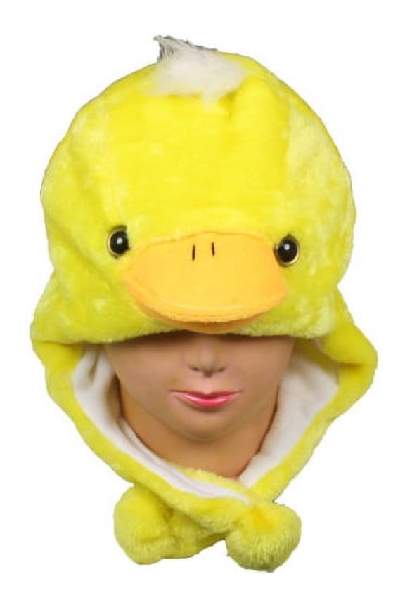 Plush Fleece Animal Hat DUCK DUCKLING with PON PONS KIDS TEENS OSFA USA