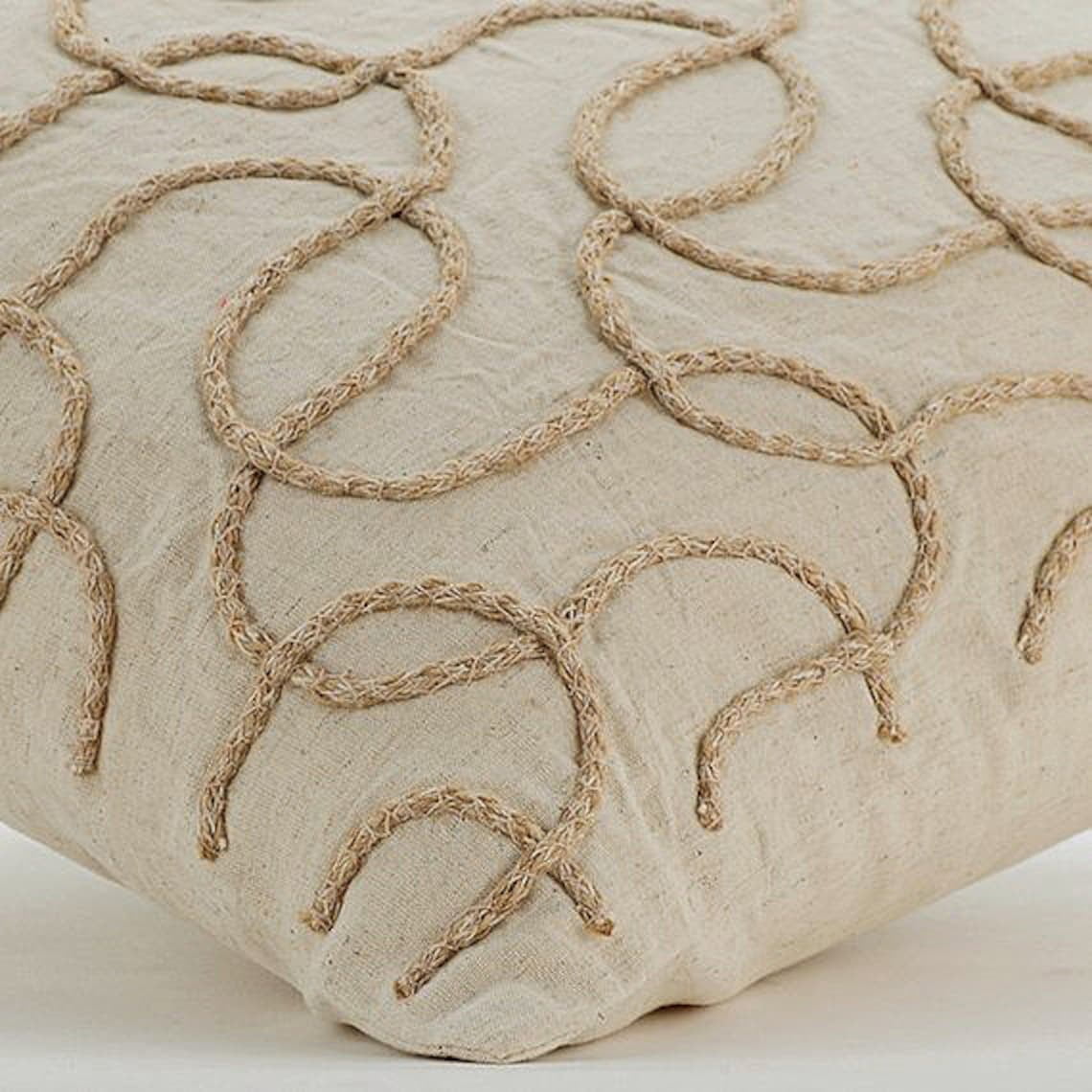 Euro Sham Cover, Natural Beige Euro Sham Covers 26x26 inch (65x65 cm), Linen Euro Pillow Covers, Abstract, Pattern, Jute, Trellis, Lattice, Contemporary Euro Shams - Jute Shoot