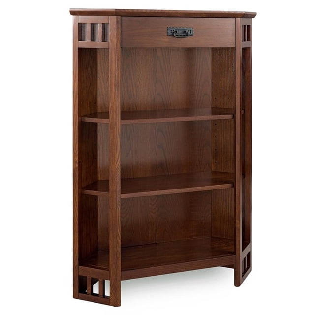 Leick Riley Holliday 3 Shelf Corner Bookcase in Mission Oak