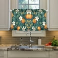 thumbnail image 2 of Yayeee Kitchen Curtains Tier Pair Light Filtering 27"x36" Rod Pocket Short Cafe Window Panel, Floral Orange Pattern, 2 of 7