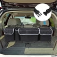thumbnail image 3 of Organizador y almacenamiento para el maletero del automóvil, organizador colgante para el asiento trasero, bolsa de almacenamiento impermeable con 4 bolsillos, interior del automóvil, 3 of 4