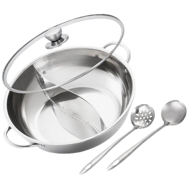 1 juego de olla caliente de acero inoxidable de doble sabor para el hogar, suministros de cocina (estilo aleatorio)