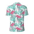 thumbnail image 3 of Vsdgher Flamingo Print Men's Short Sleeve Stretch Polo Shirt, Moisture-Wicking Performance Polo Shirt, 3 of 8
